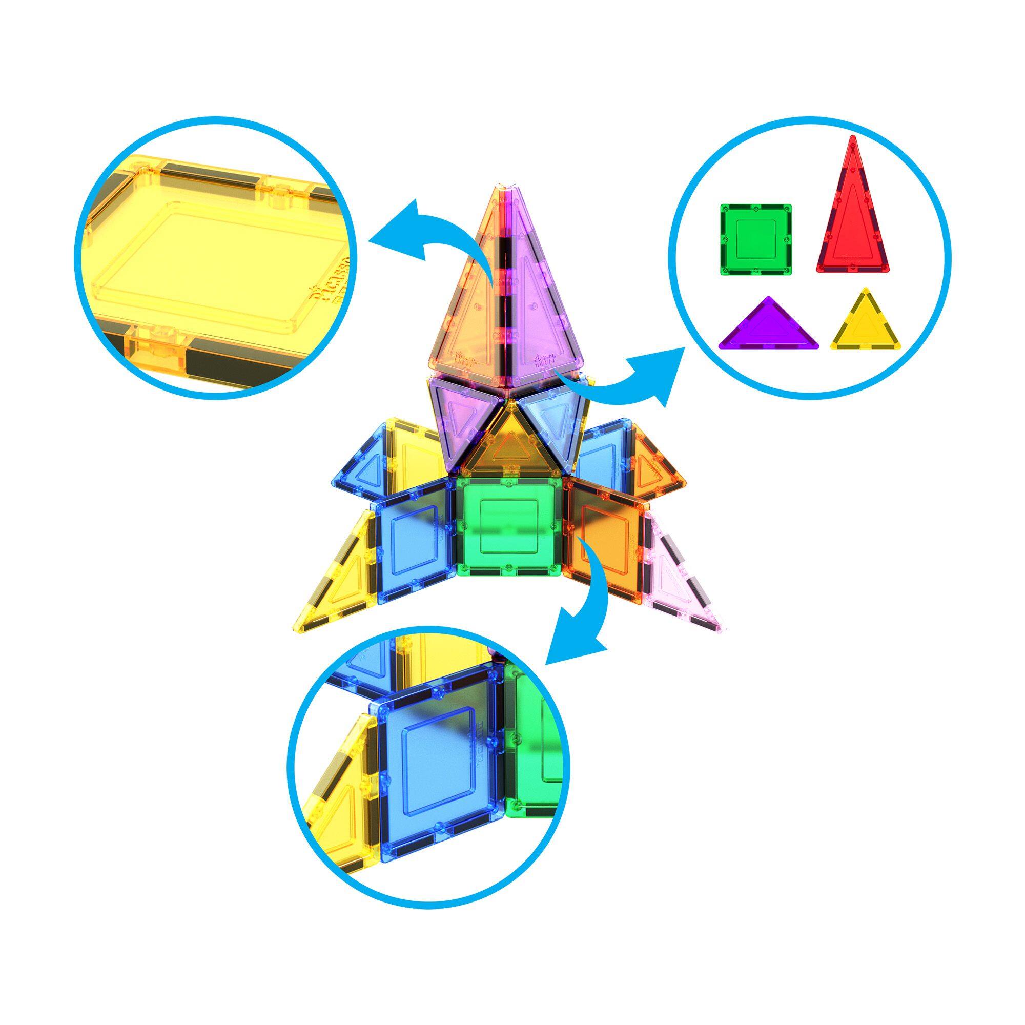 Alt View 1. PicassoTiles - PICASSO-TILES 4PCS Large Square Magnetic Building Blocks, STEM Educational Toy, Pretend Play & Brain Development Playset.