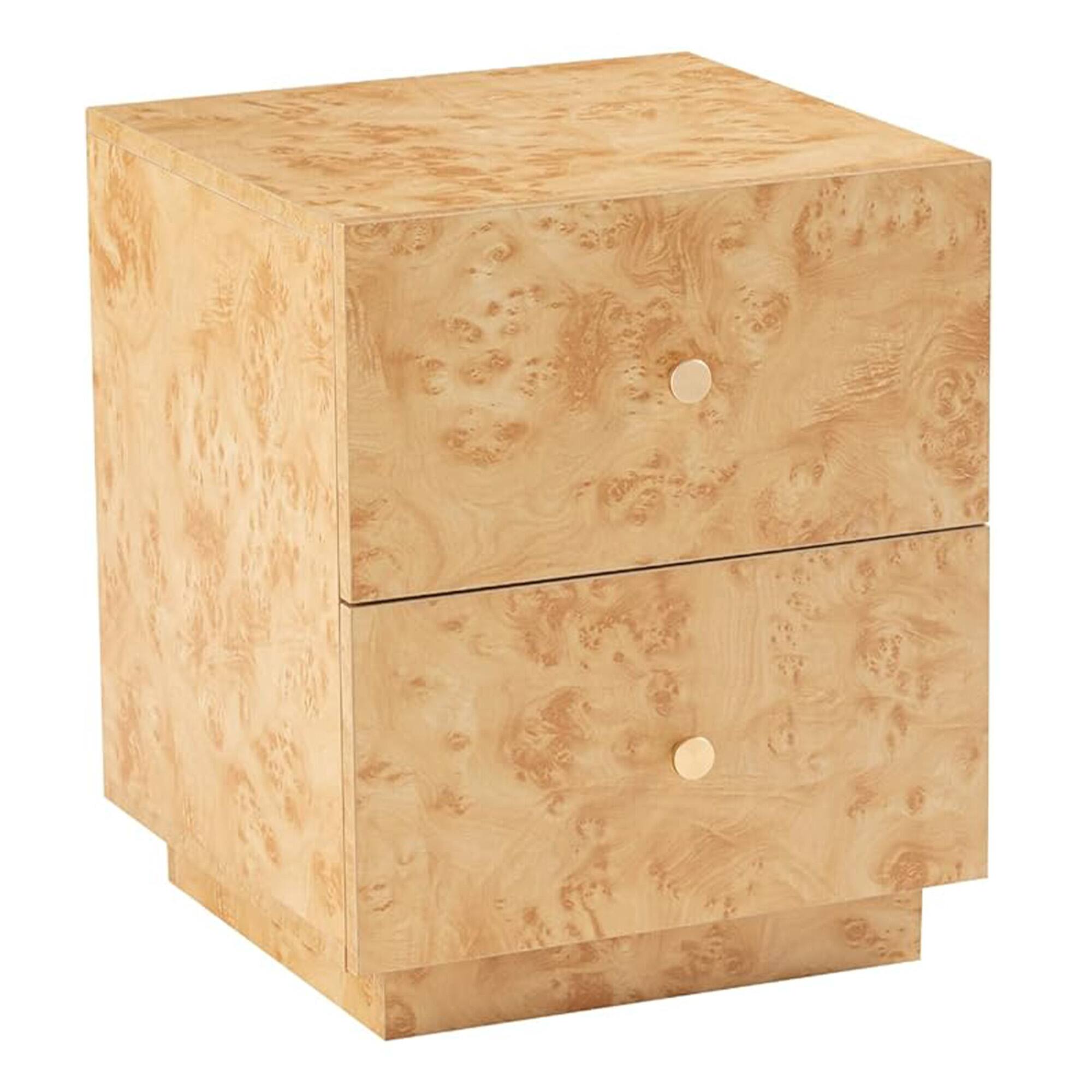 Front. Aoikax - Aoikax Modern 2-Drawer Nightstand, Burl Finish Bedside Storage Table, Brown - Burl finish.