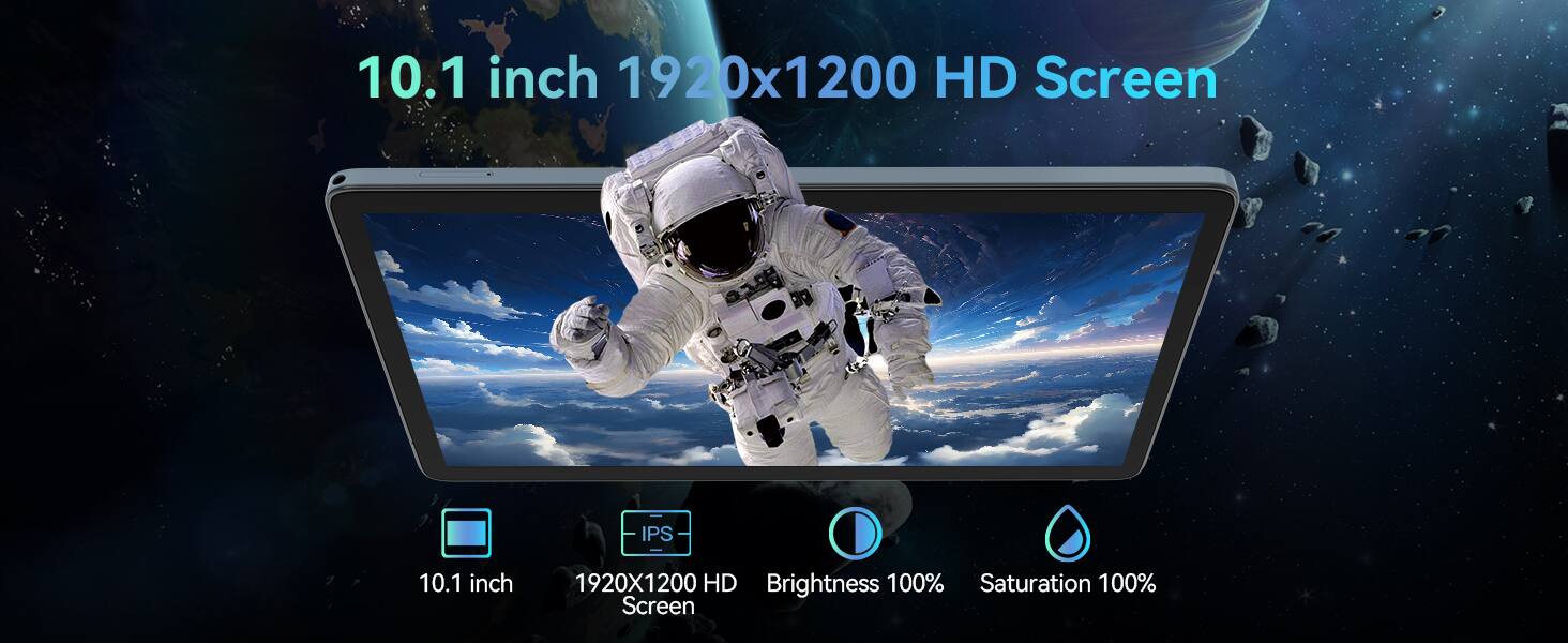10.1 inch 1920x1200 HD Screen  
IPS  
Brightness 100%  
Saturation 100%
