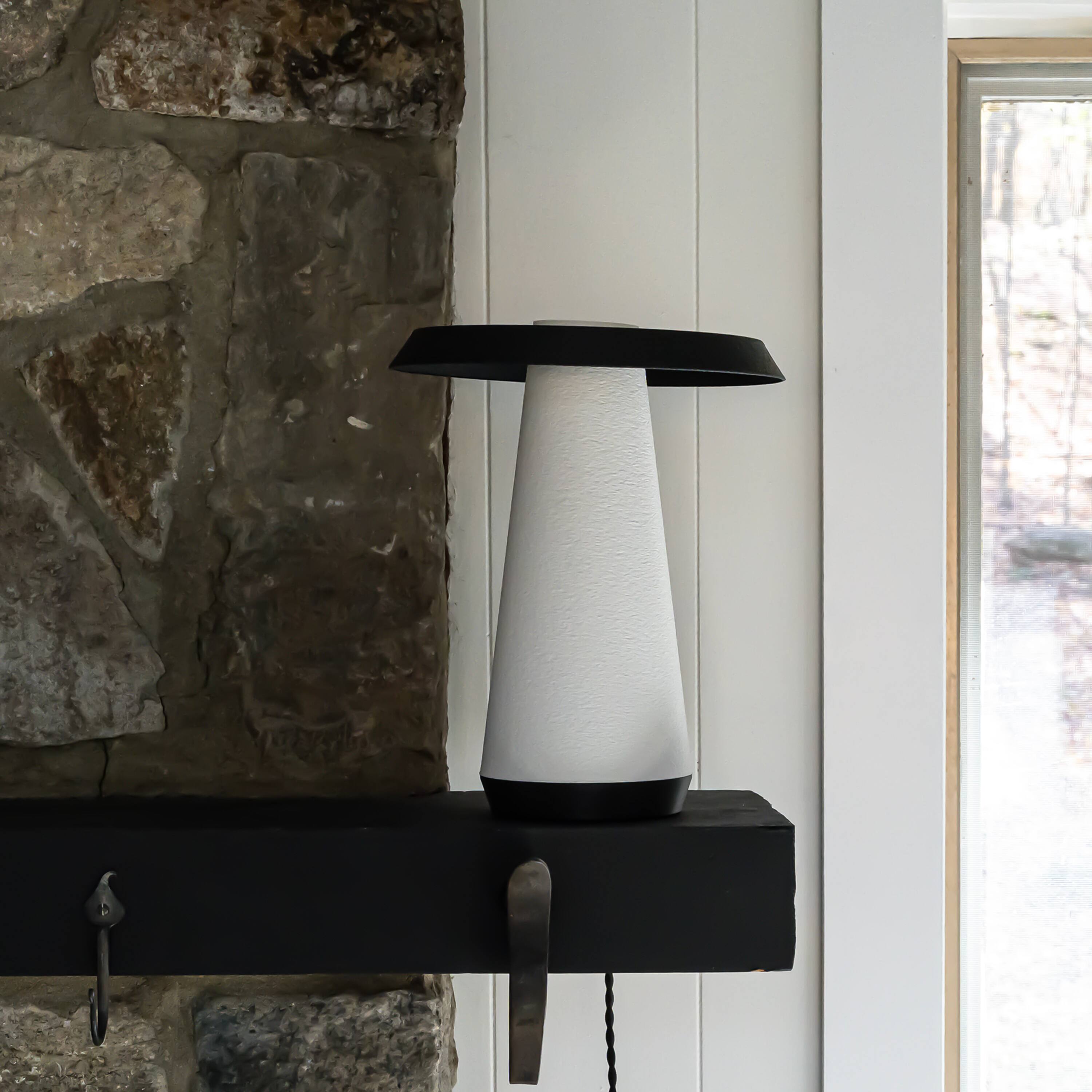 Alt View 4. Jonathan Y - Bruno 12.25" Mid-Century Minimalist Plant-Based PLA 3D Printed Dimmable LED Table Lamp, White/Black - White/Black.