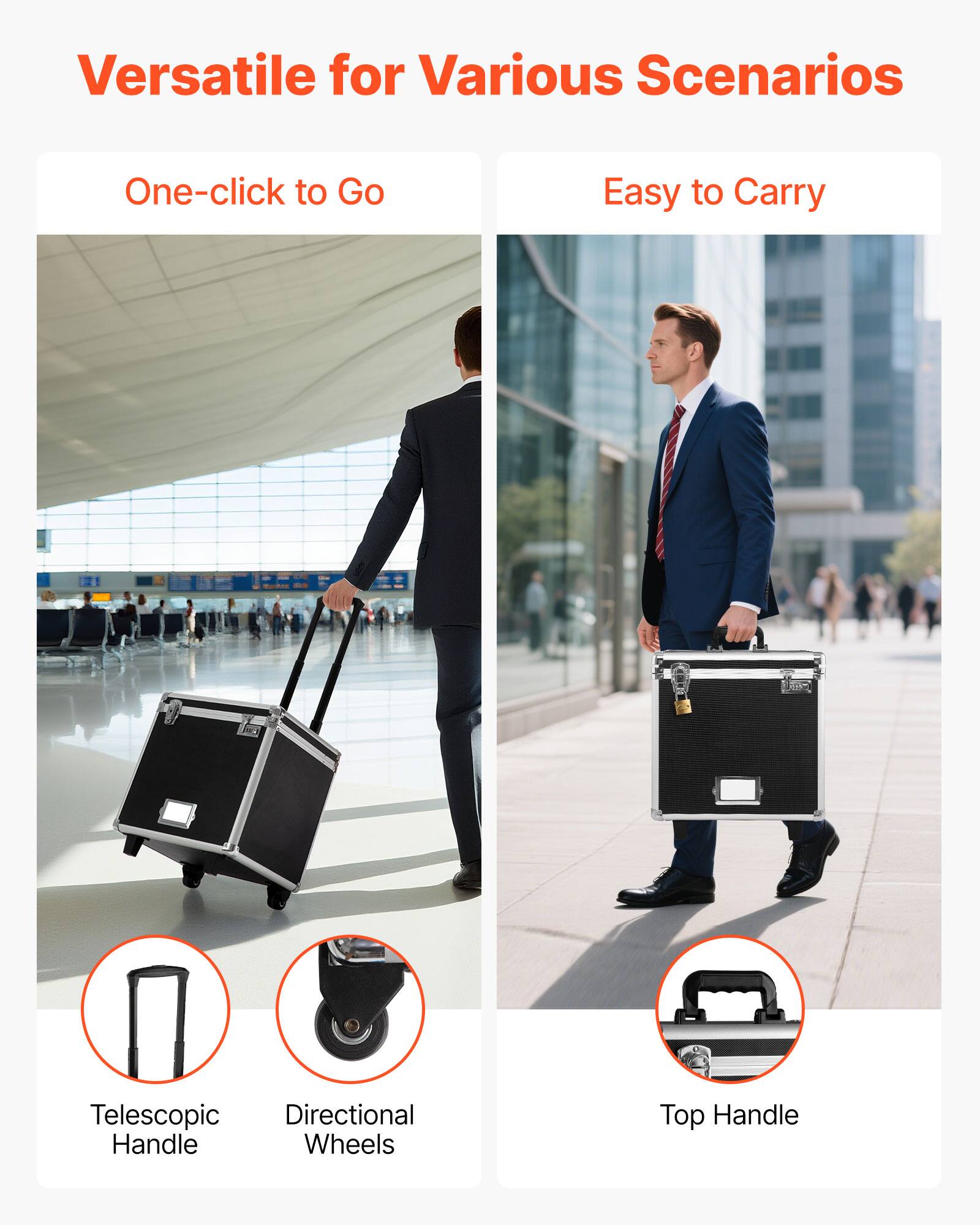 Versatile for Various Scenarios

One-click to Go

Easy to Carry

Telescopic Handle

Directional Wheels

Top Handle