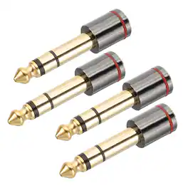 Unique Bargains - 2pcs 3.5mm to 6.35mm Male to Female Stereo Audio Adapter Connector Jack - Black Gold