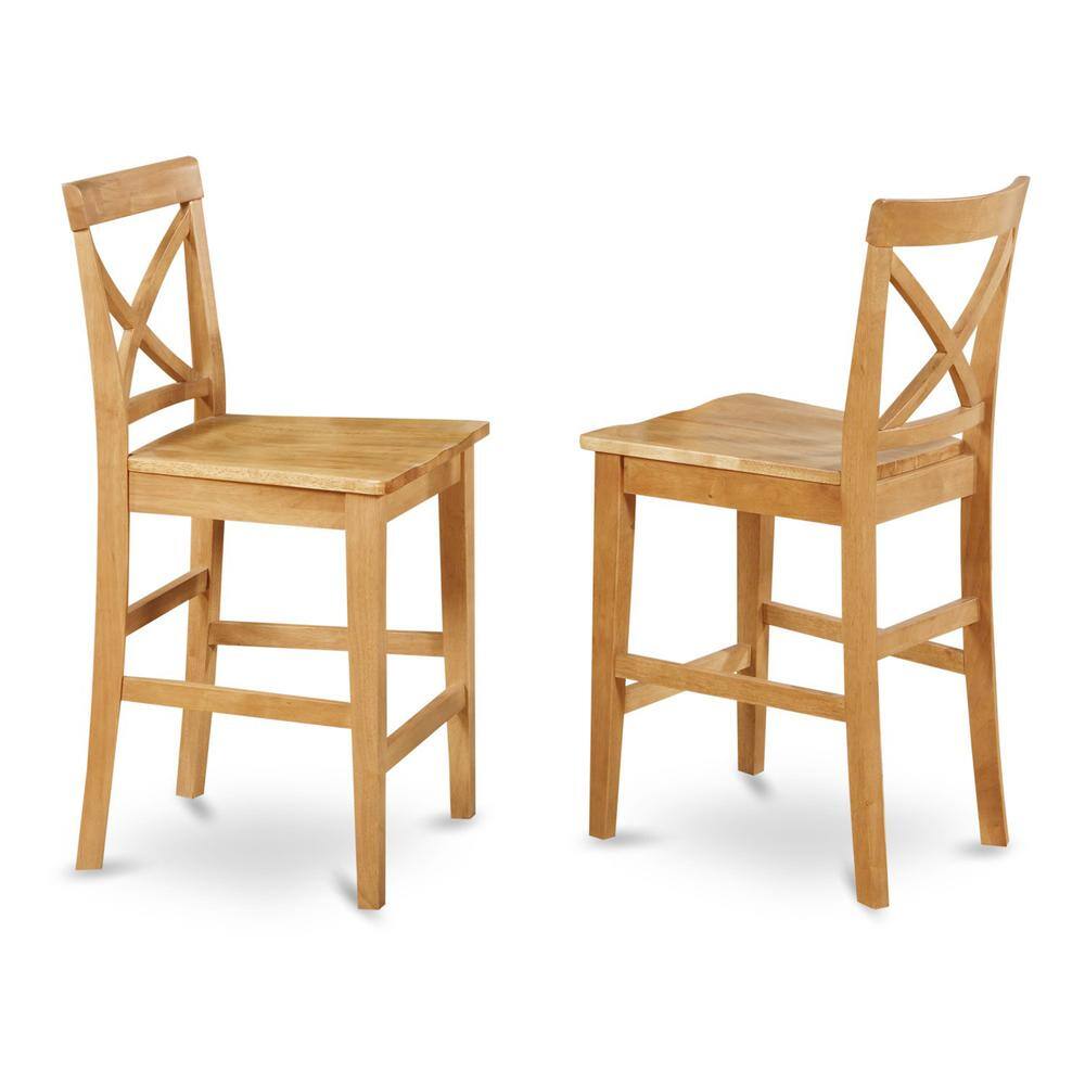 Angle. East West Furniture - 5 Pc Counter height Table set- gathering Table and 4 counter height chair. - Oak.