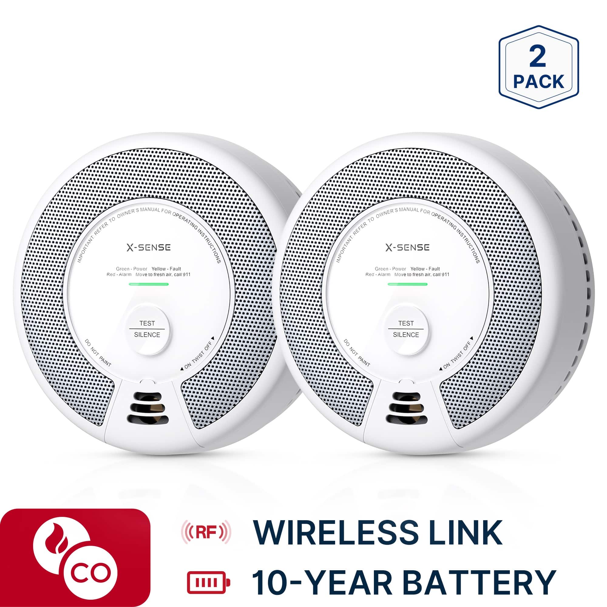 X-SENSE - 10-Year Battery Wireless Interconnected Smoke and CO Alarm with Photoelectric Sensor and LED Light 2 Pack price history on PriceWatchPro