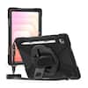 Front. SaharaCase - Samsung Galaxy Tab S11 Heavy Duty Case | Hand Strap & Shoulder Strap | Anti-Shock Corners | Raider-X Series - Scorpion Black.