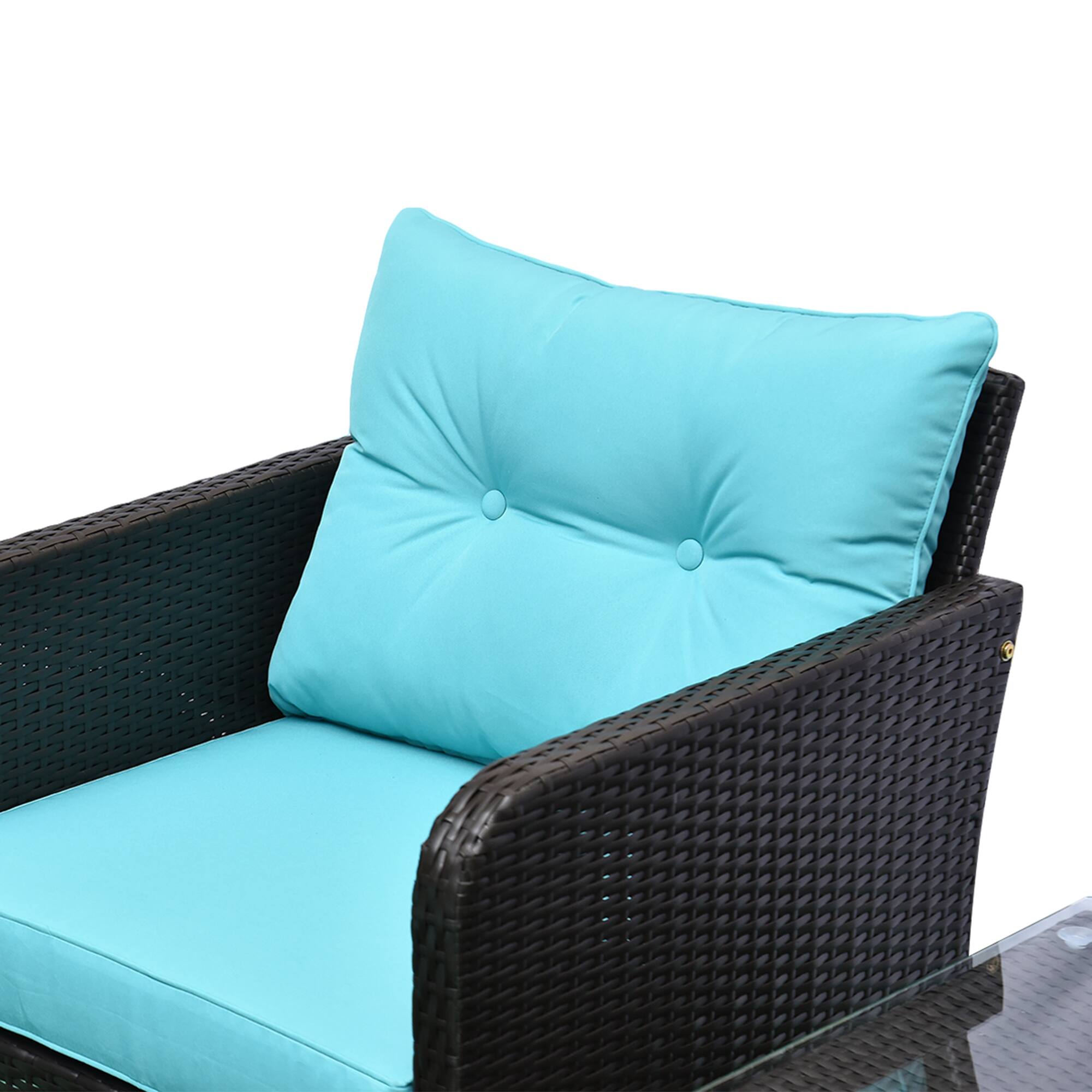 Alt View 7. Outsunny - 5 Pieces Rattan Wicker Lounge Chair Outdoor Patio Conversation Set with 2 Cushioned Chairs - Light Blue.