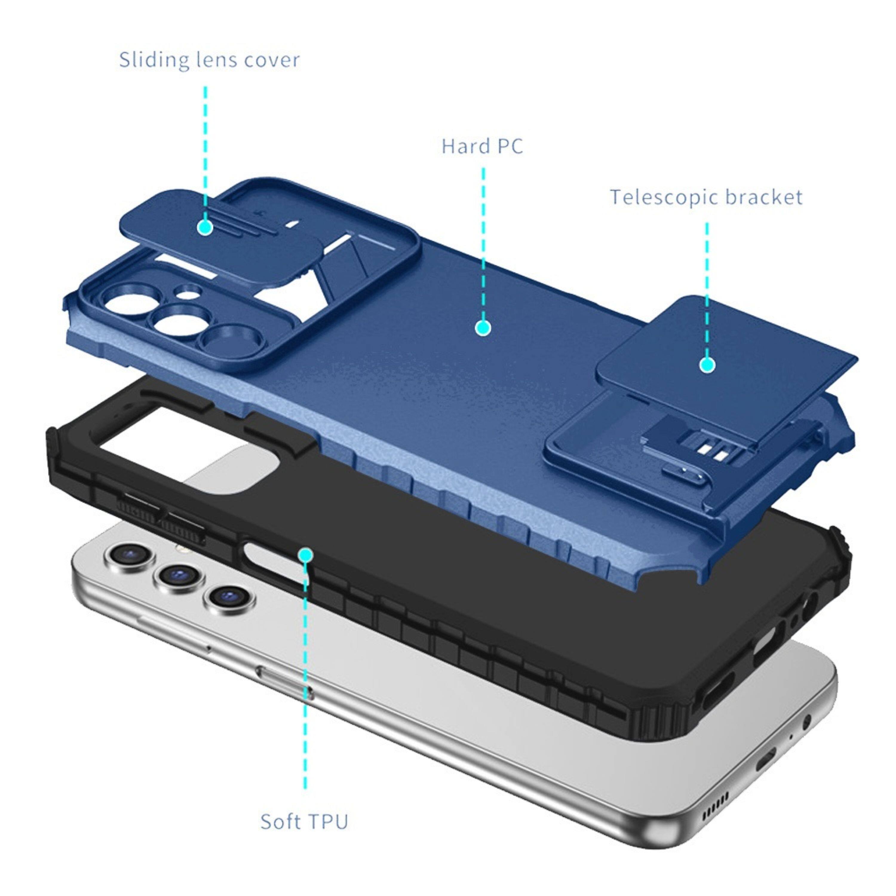 Sliding lens cover  
Hard PC  
Telescopic bracket  
Soft TPU