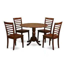 East West Furniture - 5 Pc small Kitchen Table and Chairs set-Kitchen Table and 4 dinette Chairs - Mahogany