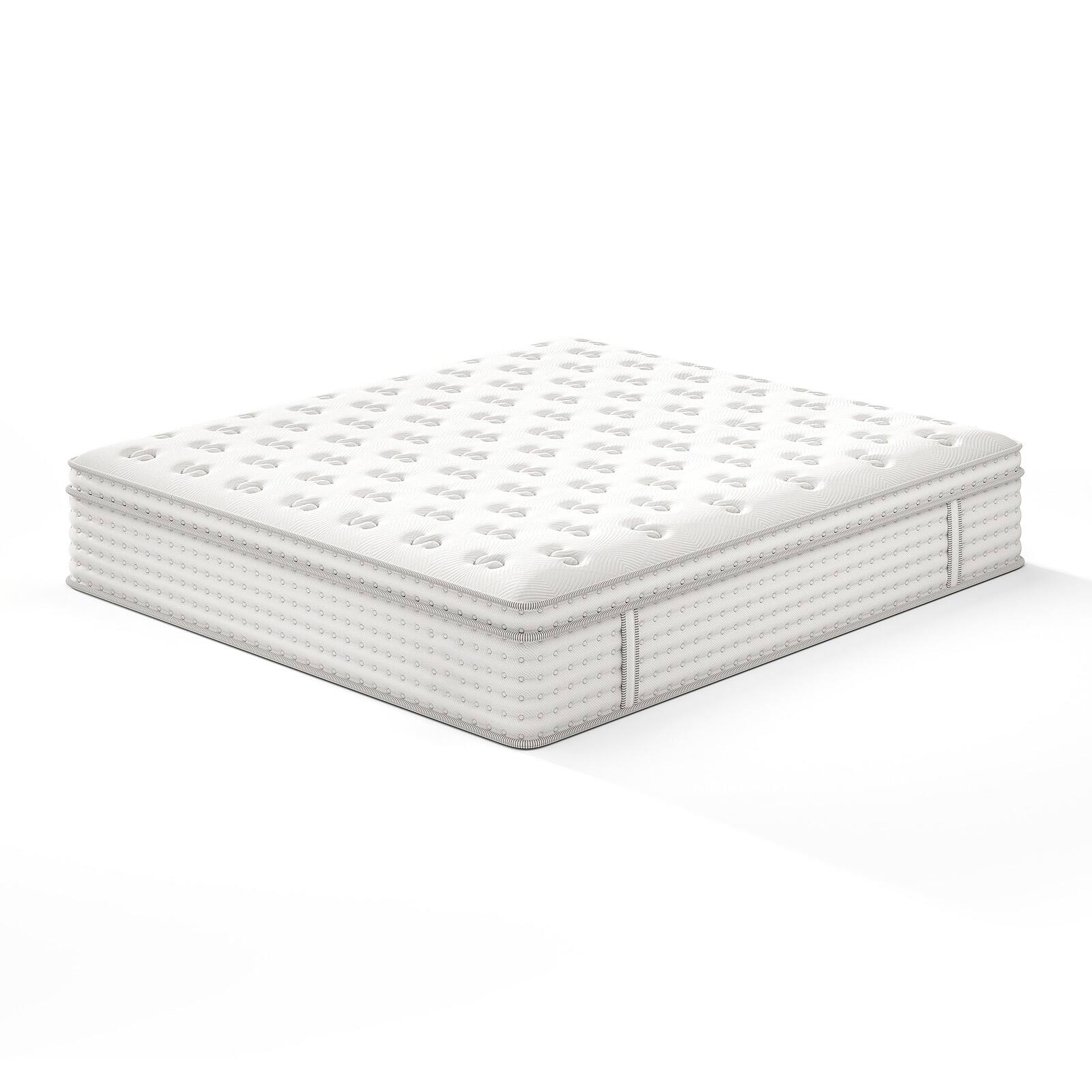 Front. Ecooso - 14" King Hybrid Mattress, Memory Foam + Pocket Coils, Pressure Relief, Fiberglass-Free - White.