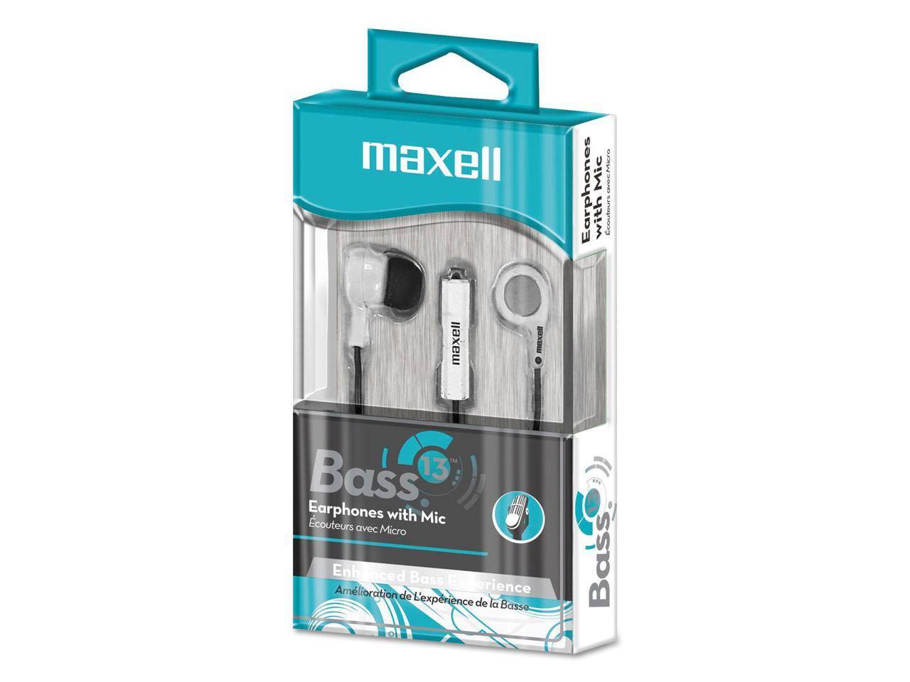 Maxell - 199725 Bass 13 In-Ear Earbuds With Microphone - White
