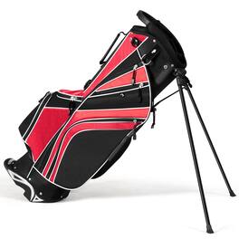 Gymax - Golf Stand Bag 6 Way Divider Golf Carry Bag w/ Straps & 7 Storage Pockets - Red