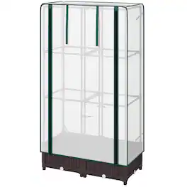 Outsunny - Bed with Trellis, Outdoor Plant Box with PE Cover, Drainage Holes and Zipper Door - Brown