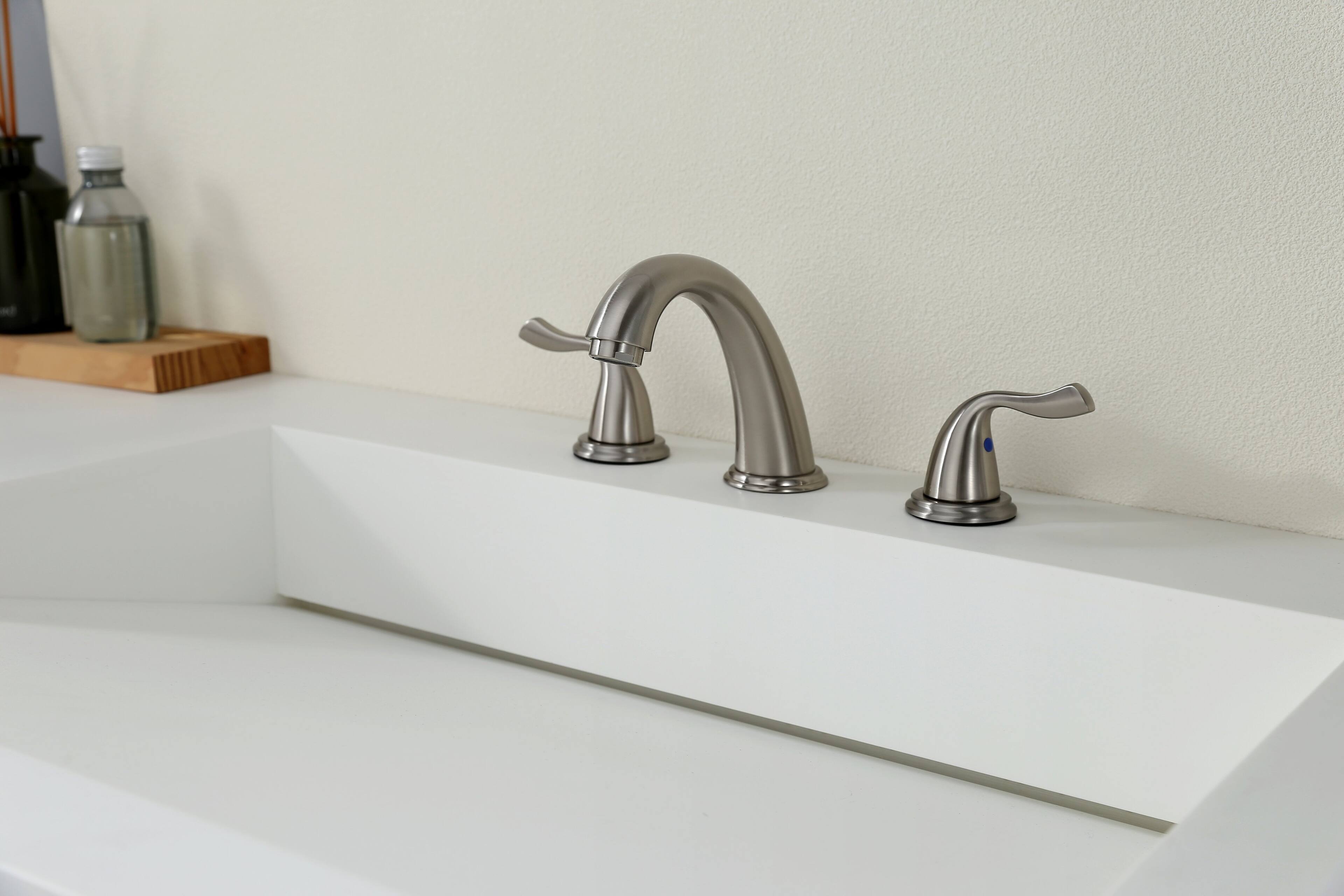 Angle. Bothwa Home - Bothwa Home Bathroom Faucet For bathroom Sink  With Two Handles And Supply Lines BC008-GBN-B07 - Brushed Nickel.