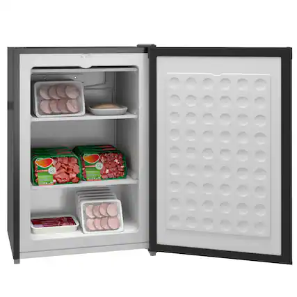 Front. Tiramisubest - Upright Freezer, 3.0 Cubic Feet Compact Mini Freezer with Reversible Single Door and Adjustable Thermostat,Black - Black.