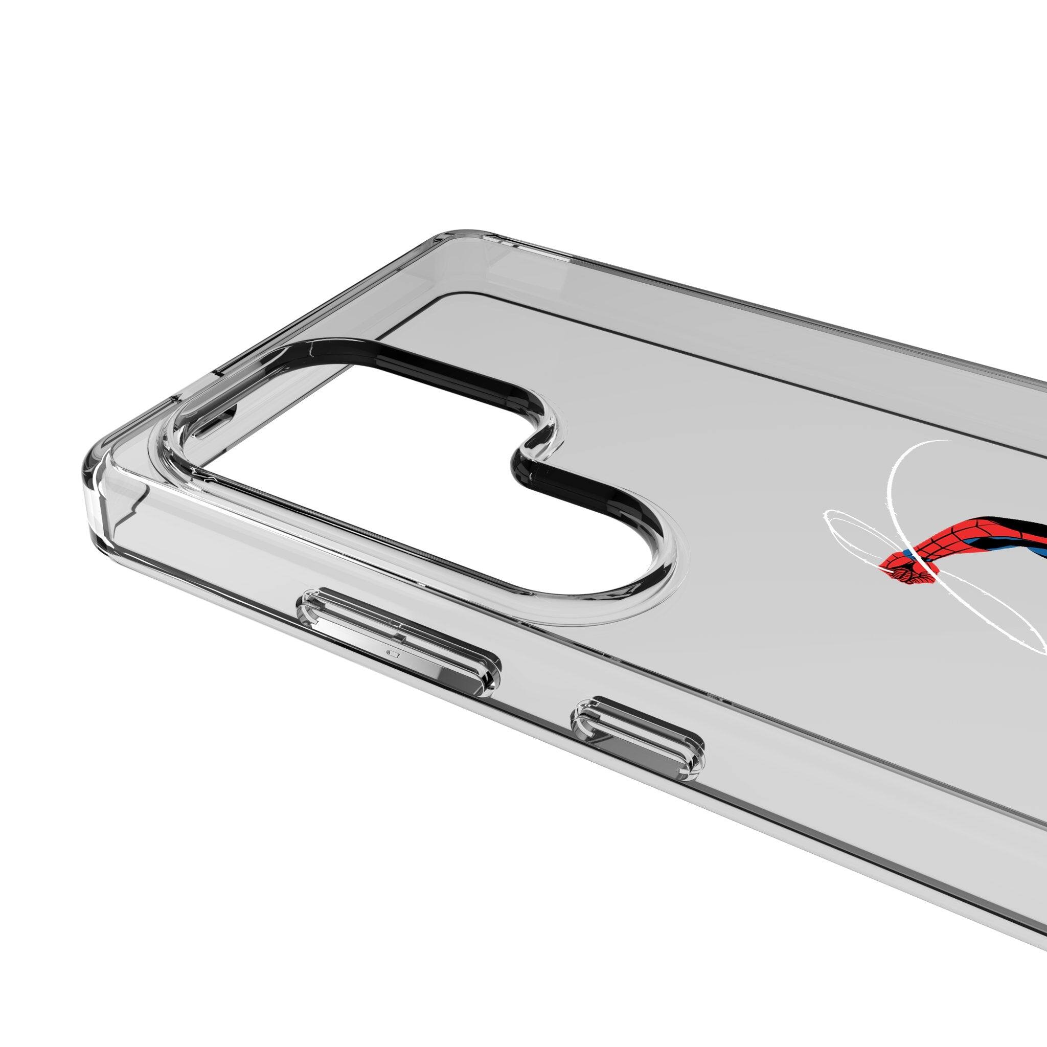 Left. Keyscaper - Marvel Badge Clear Phone Case - Samsung Galaxy S22 Plus - Spider-Man.