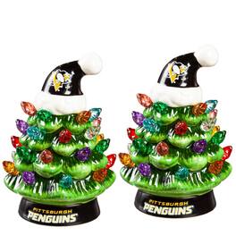 Evergreen Enterprises - Pittsburgh Penguins 2-Pack 4" Ceramic LED Christmas Tree Set - Multicolor