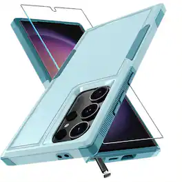 Kitcheniva - Samsung Galaxy Phone Cover Shockproof Ring Holder S26 Case And Screen Protector - Teal