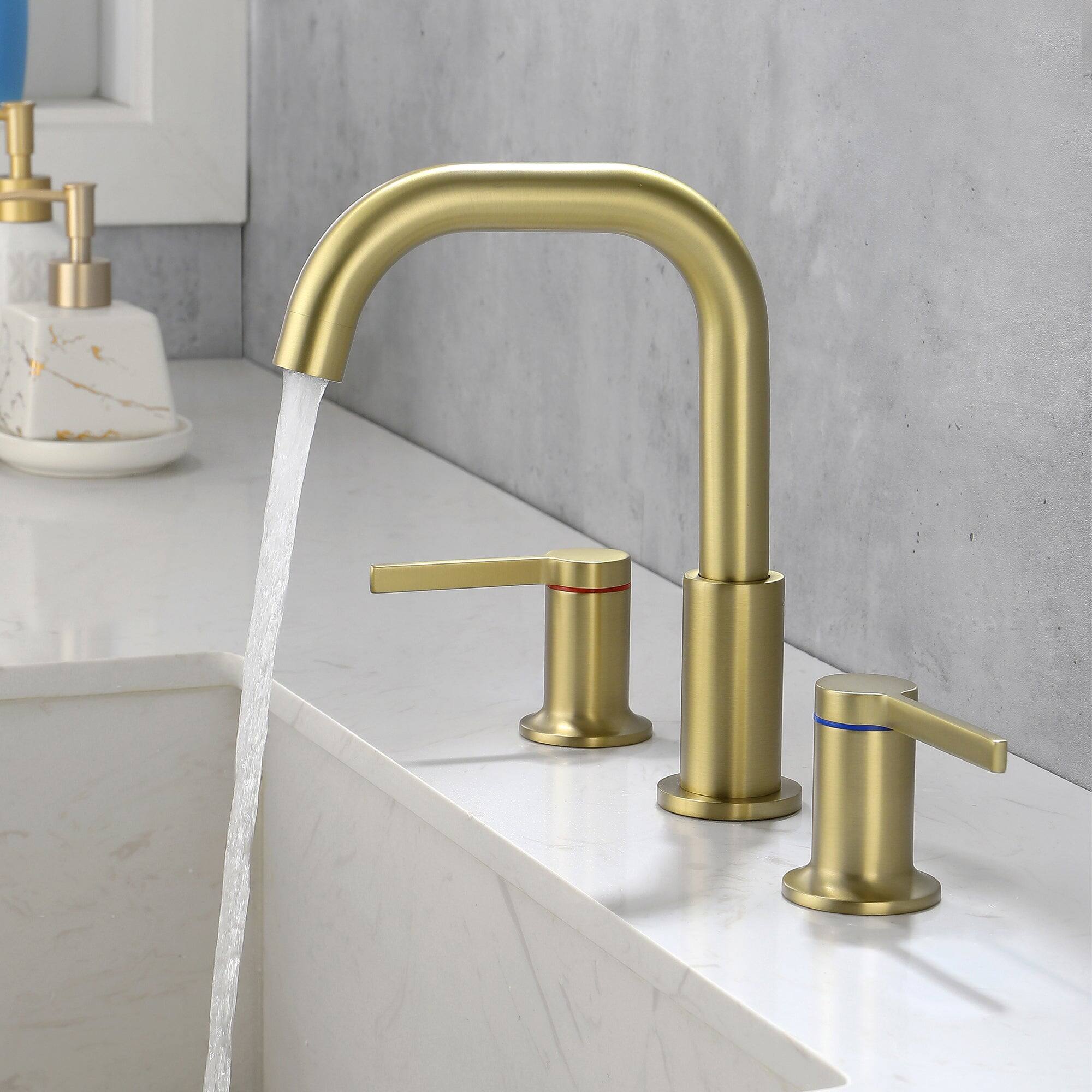 8 in Widespread Double Handle 1.2 GPM Bathroom Faucet with Quick Connect Hose and Water Supply Hose
