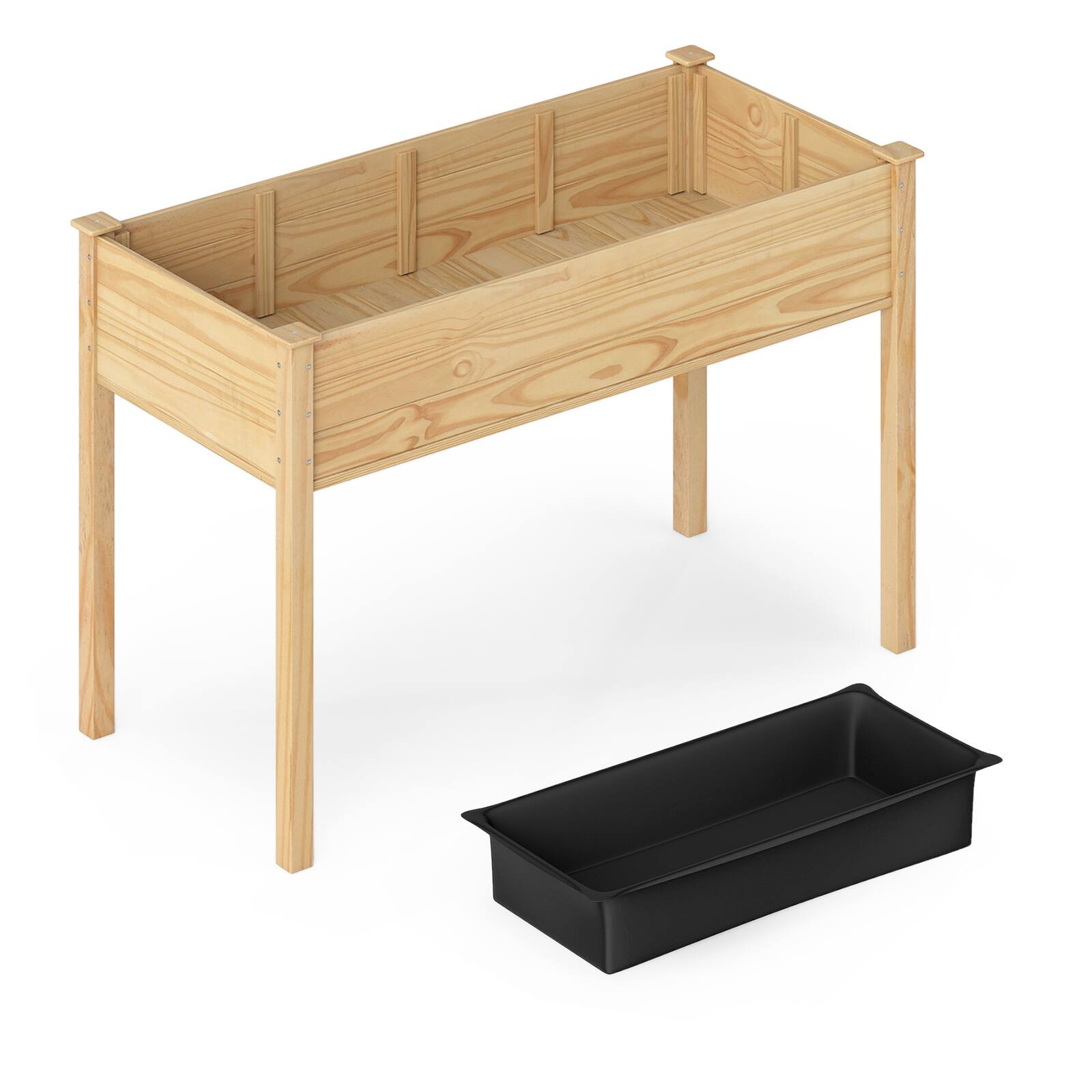 Alt View 9. Gymax - Gymax Wooden Raised Garden Bed w/Legs Liner Drainage Holes Large Planter Box for Herb - Yellow.