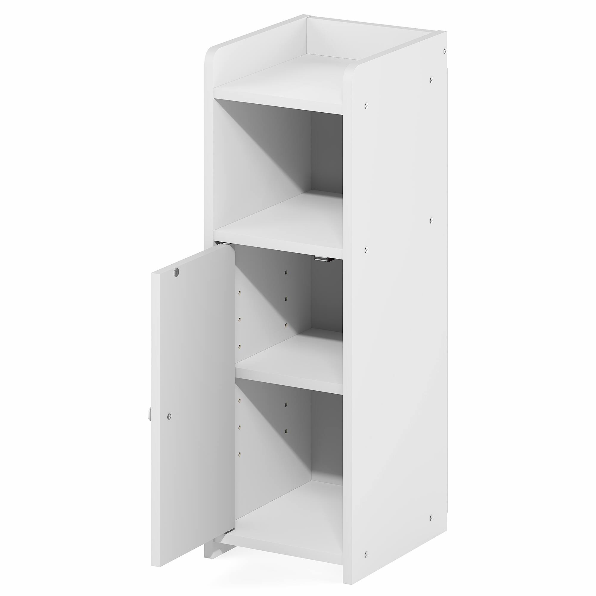 Alt View 4. Furinno - FULDA Bathroom Storage Cabinet, 4-Tier Bathroom Cabinet, 24H, for Small Spaces, Bathroom, Living Room, Entryway - White.
