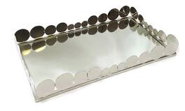 Jiallo - Elegance Rectangular tray with mirror, 19x11.5" - Silver, Multi Color