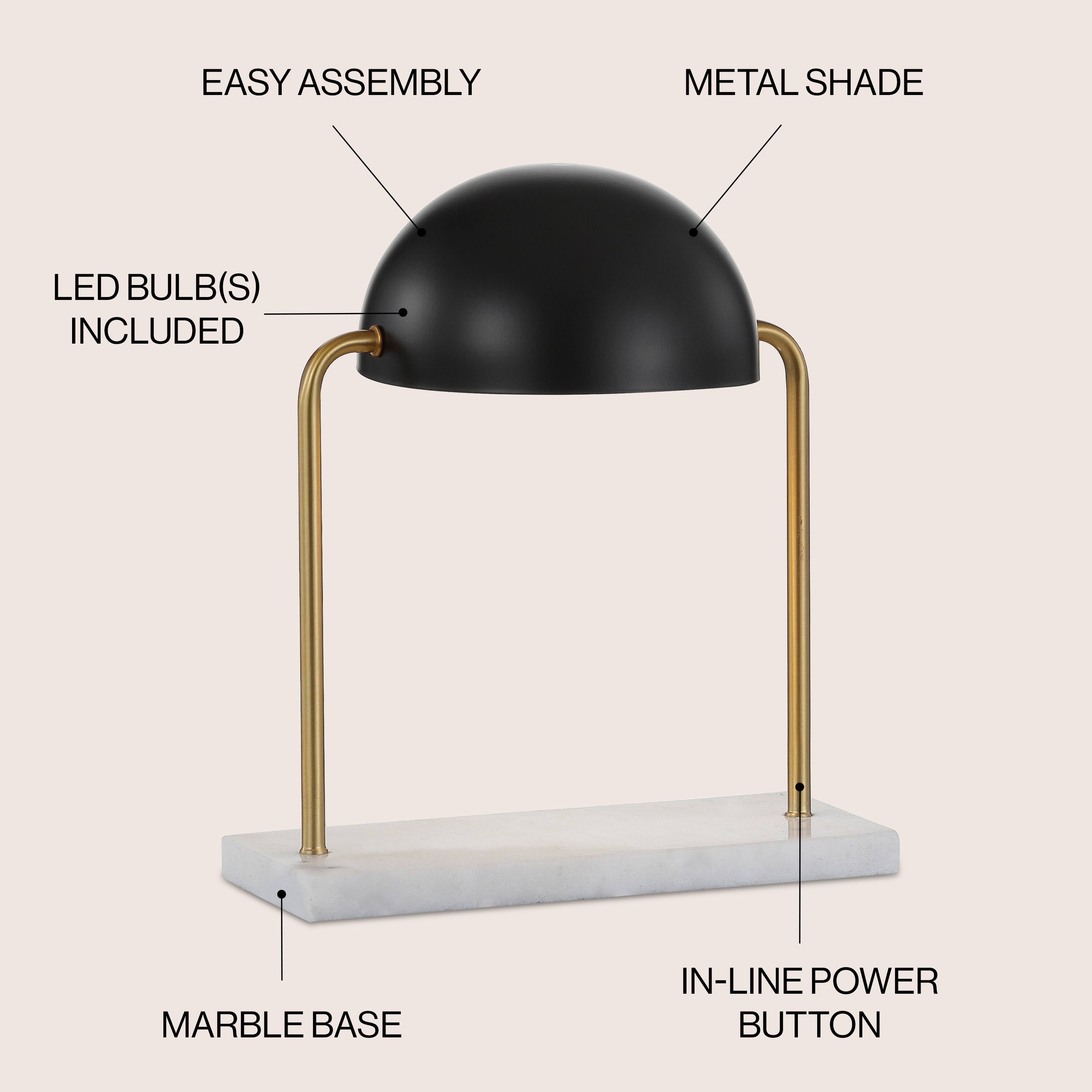 EASY ASSEMBLY  
METAL SHADE  
LED BULB(S) INCLUDED  
MARBLE BASE  
IN-LINE POWER BUTTON