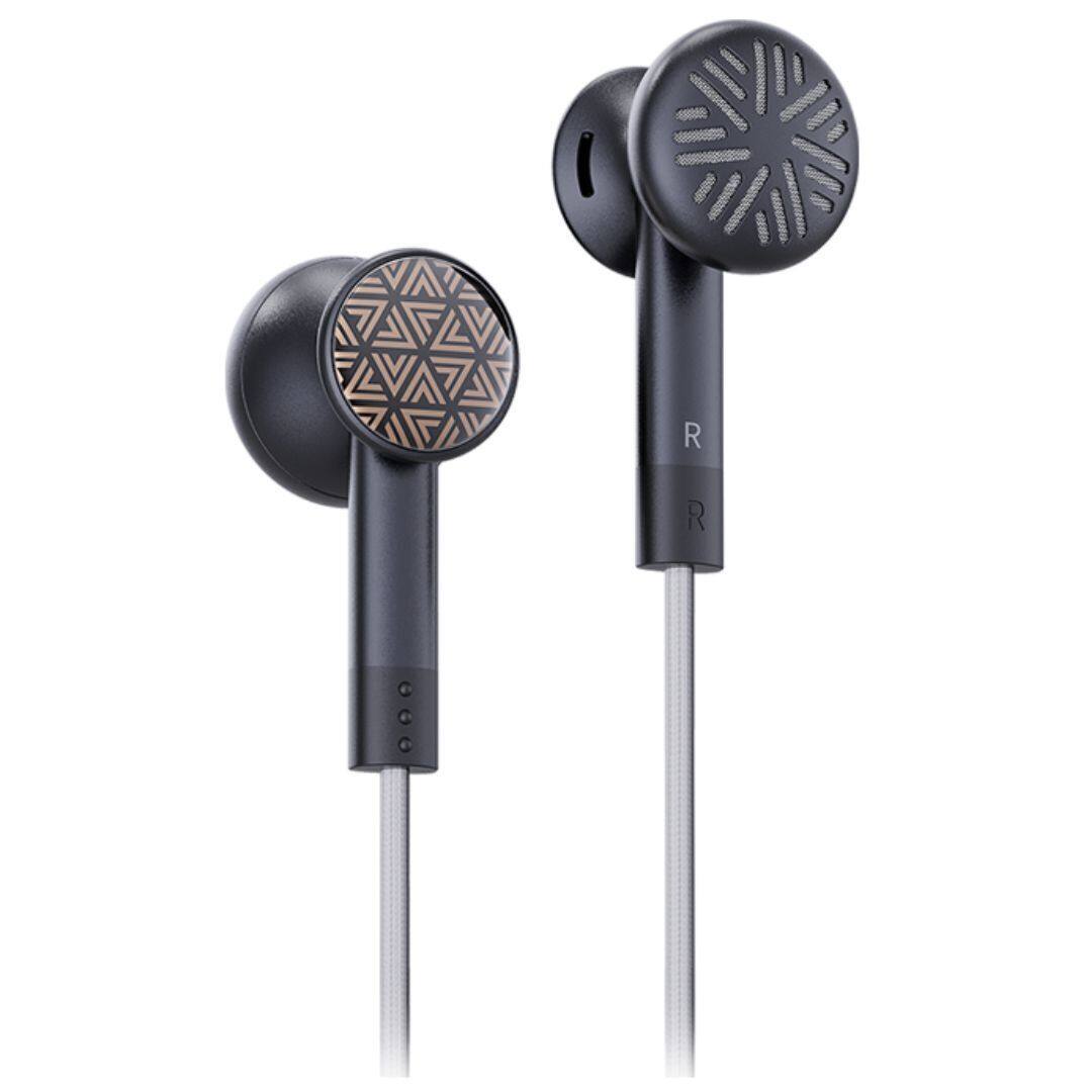 Front. FifthPulse - FiiO Drum-style dual cavity single dynamic driver earbud headphones, Black - Black.