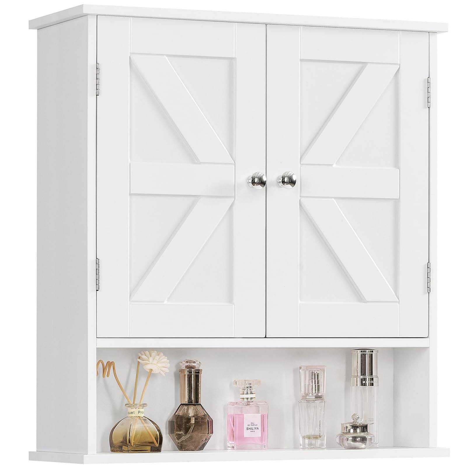 Hirose Alice - Wall Cabinet With Barn Doors & Shelf Over The Toilet Storage Unggx001wv1 Extra worrying about bathroom - White