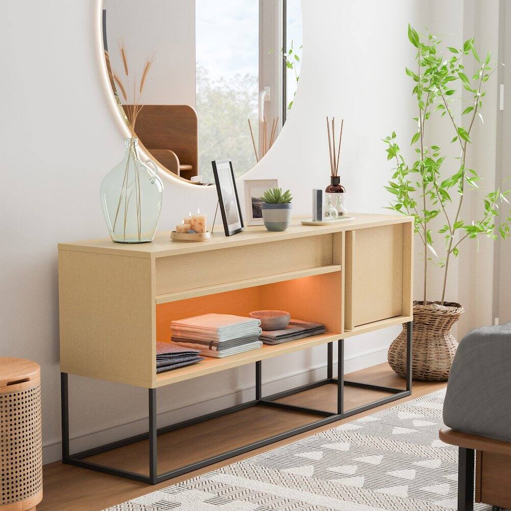 Alt View 3. Furniture of America - Yazda TV Stand Fits TV's up to 65 in. with LED Lights - Orange.