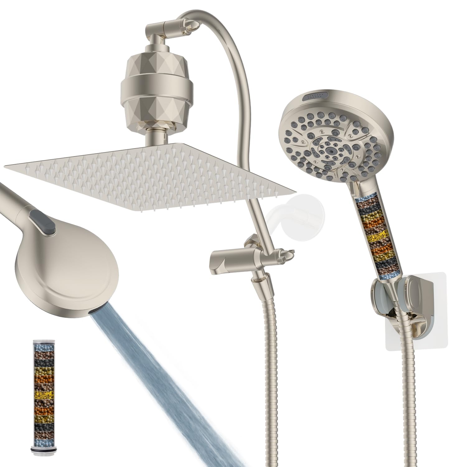 Brushed Nickel Finished-Square 12'' with Filter