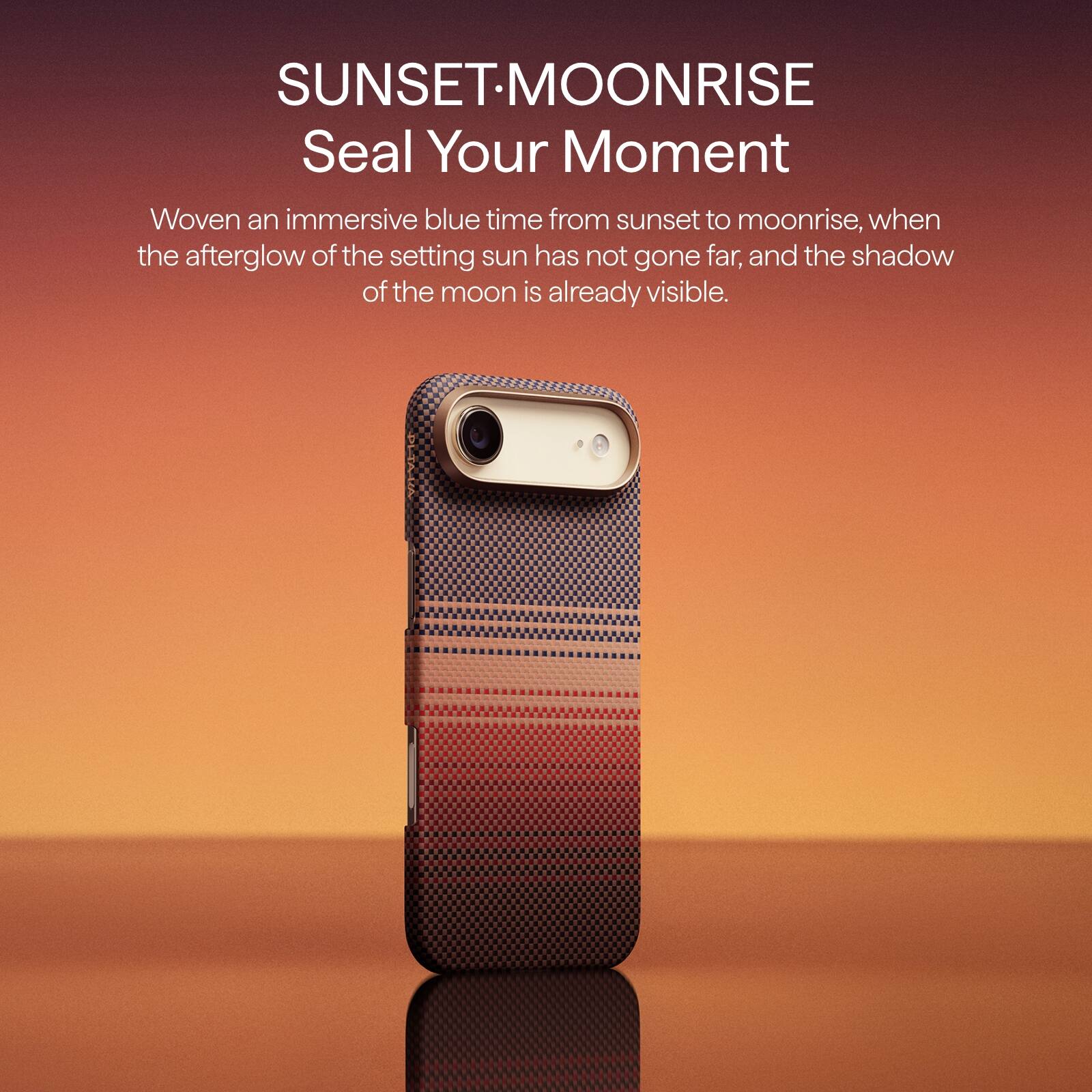 SUNSET-MOONRISE  
Seal Your Moment  

Woven an immersive blue time from sunset to moonrise, when the afterglow of the setting sun has not gone far, and the shadow of the moon is already visible.