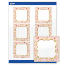 Avery - Avery® Labels, 3" x 3", Glossy Pink & Metallic Gold Frame - White