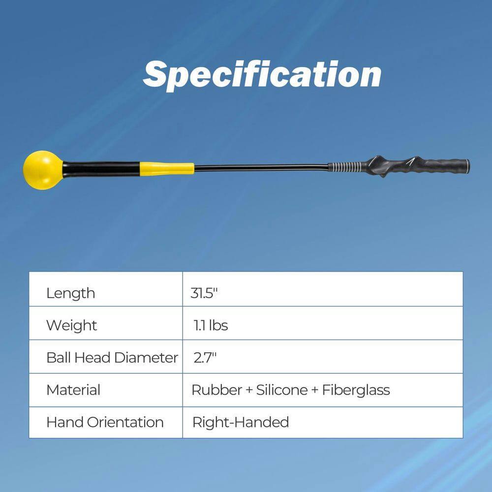Specification

- Length: 31.5"
- Weight: 1.1 lbs
- Ball Head Diameter: 2.7"
- Material: Rubber + Silicone + Fiberglass
- Hand Orientation: Right-Handed