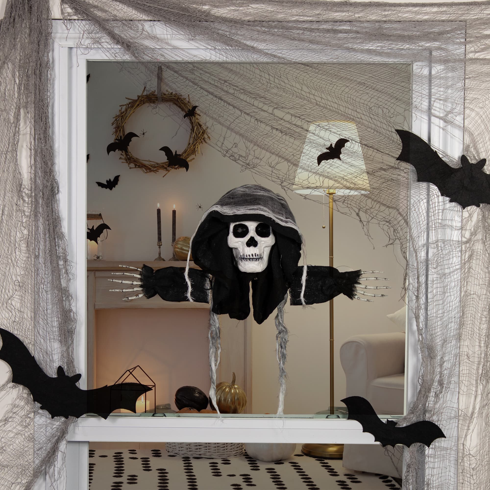 Northlight - Spooky Skeleton 3-D Halloween Window Decoration - 10" - Black