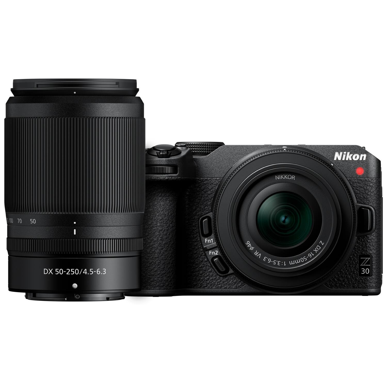 Nikon NIKKOR 100 70 50 I DX 50-250/4.5-6.3 O Fn1 2 46 DX Fn2 VR 0 1:3.5-6.3 16-50mm Z 30