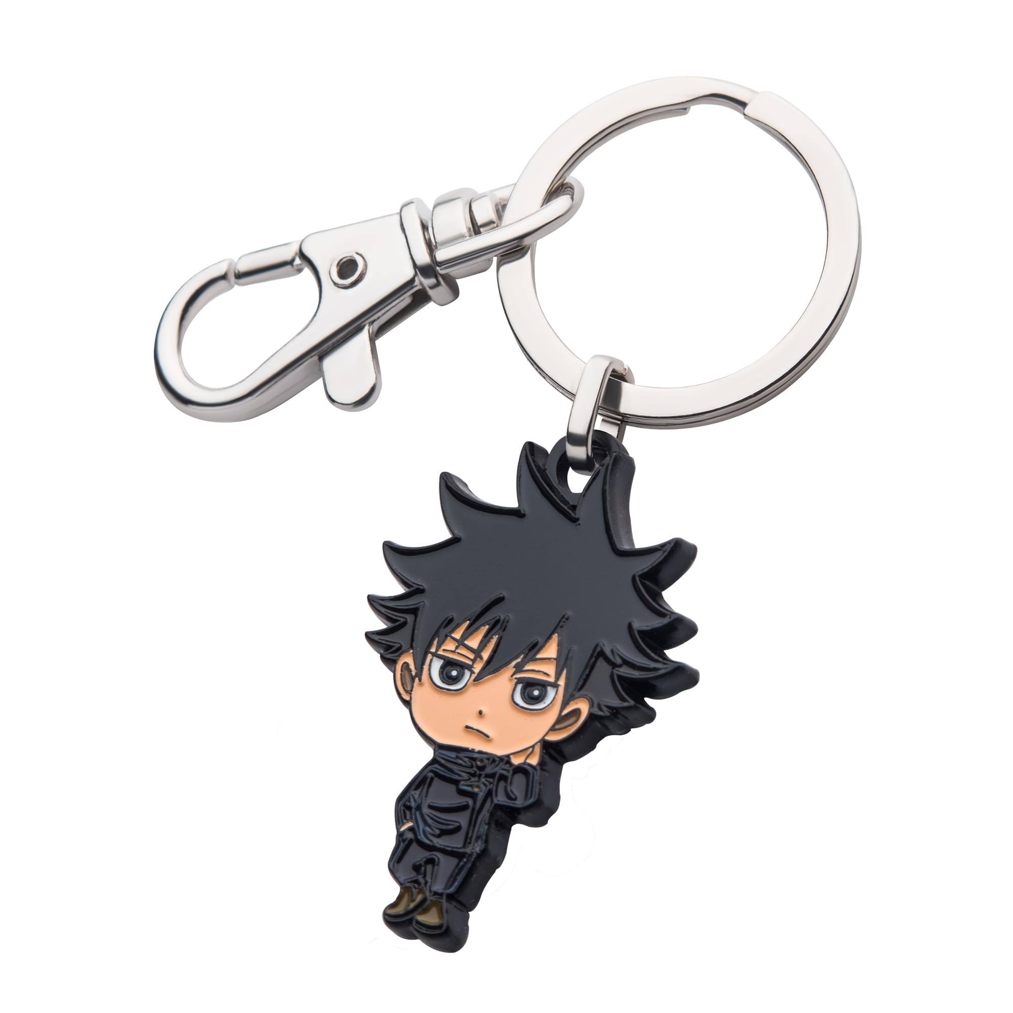 Front. SalesOne LLC - Jujutsu Kaisen Chibi Megumi Fushiguro Enamel Pendant Keychain - Black.