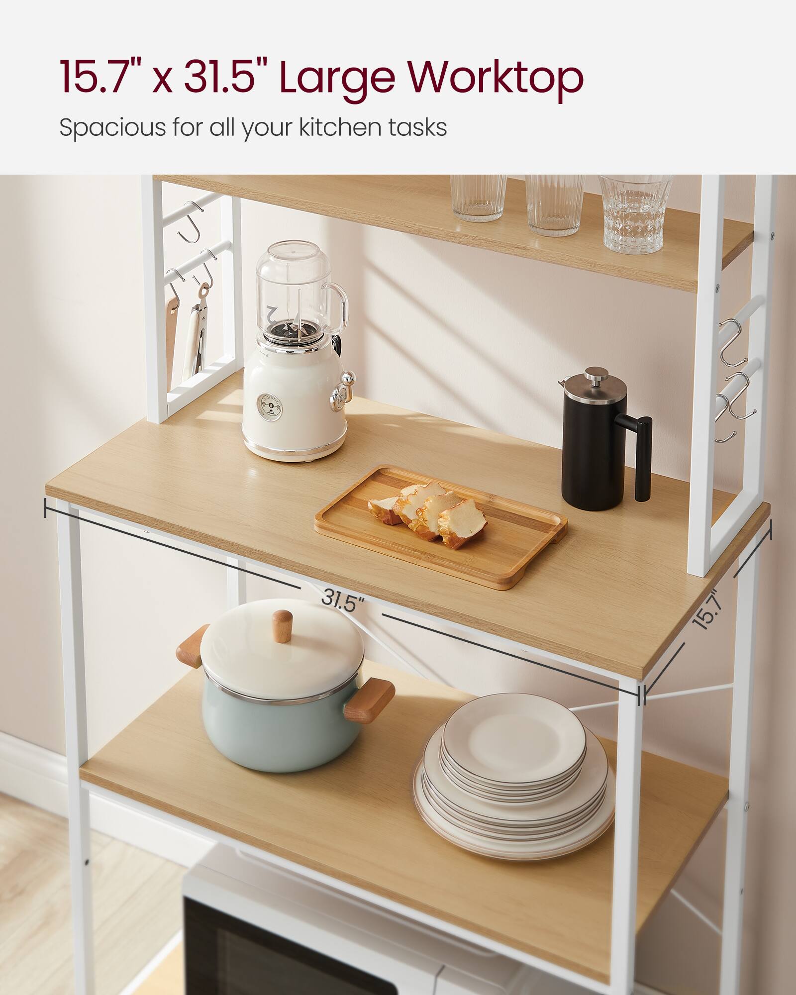 15.7" x 31.5" Large Worktop  
Spacious for all your kitchen tasks