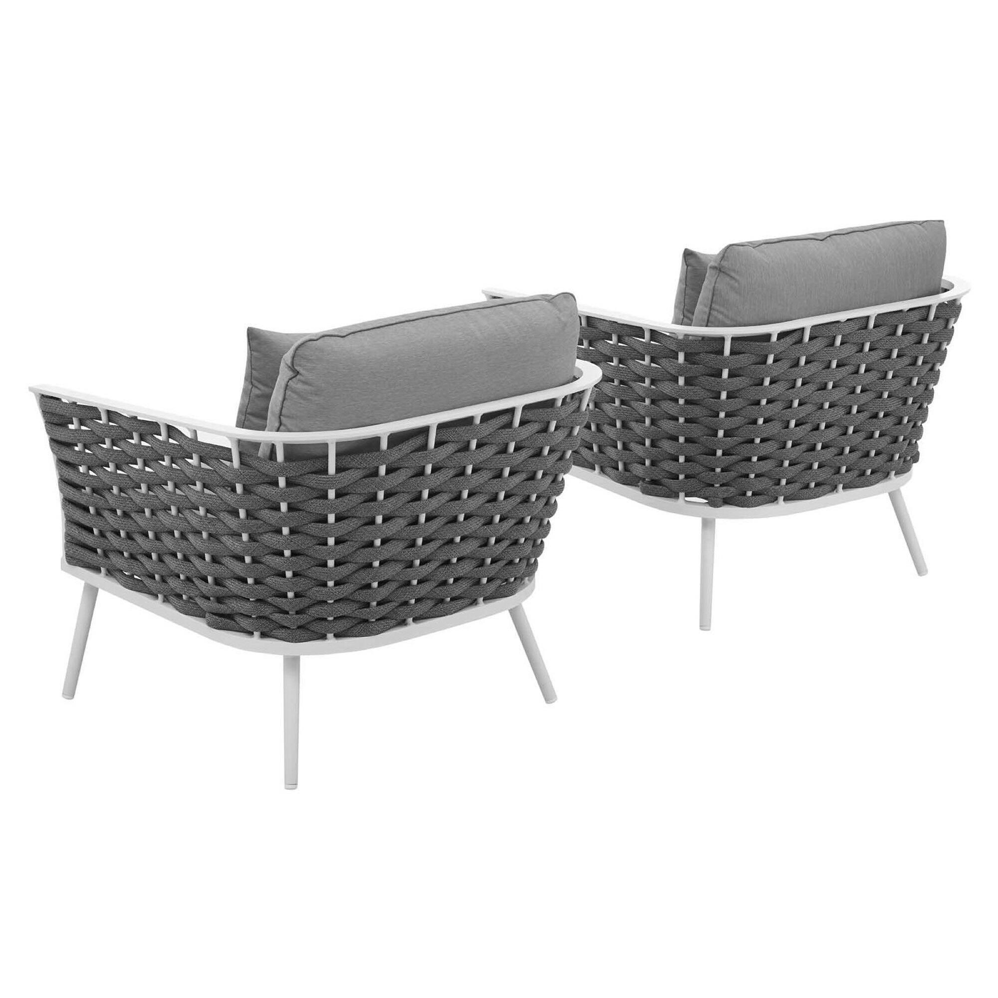 Angle. Modway - Stance Outdoor Patio Aluminum Armchair Set of 2 - White Gray.