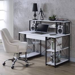 GOODSILO - All-Purpose Writing Desk with Storage Drawer and Open Compartments for Home Office Use - White