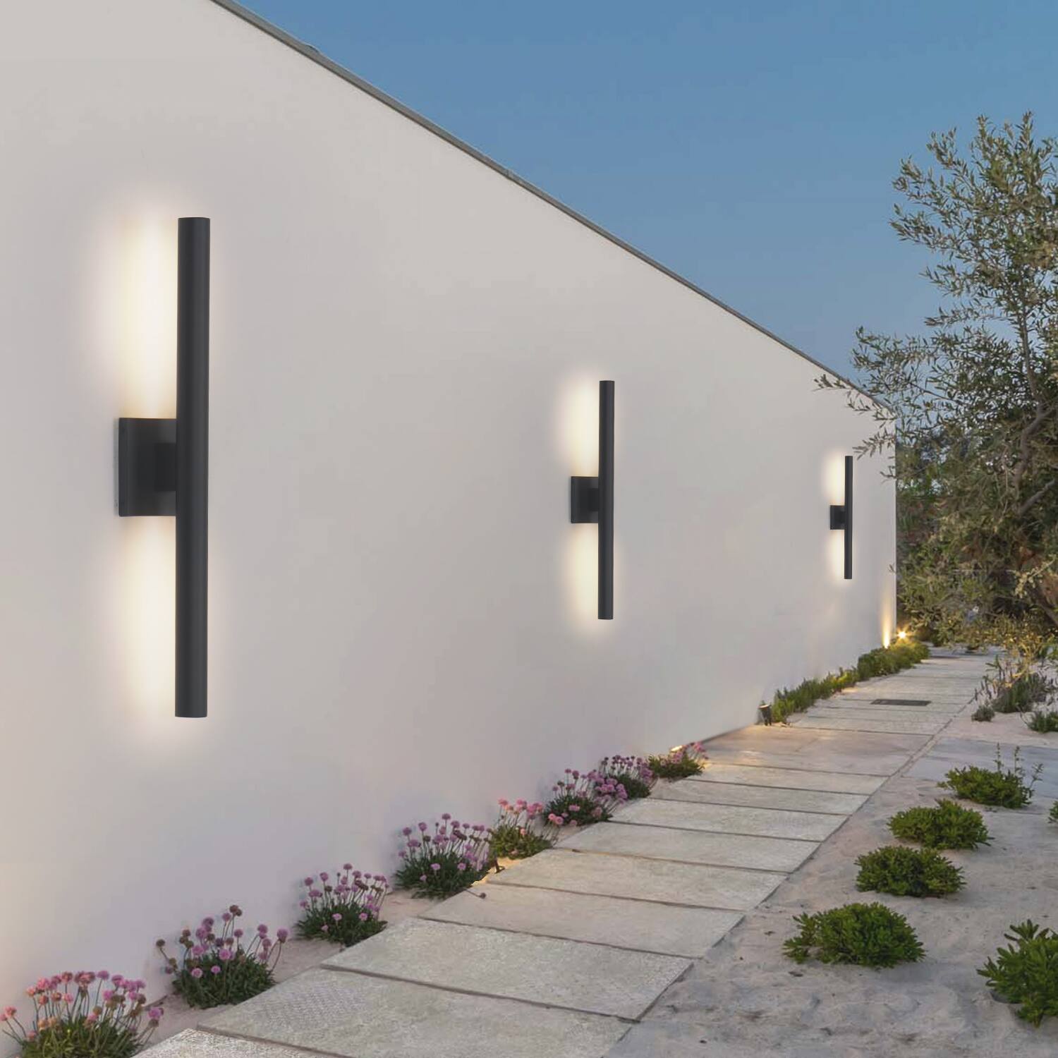 Angle. Umeiluce - Modern Aluminum LED outdoor Wall Light Waterproof Triac Dimming Cylinder Wall Sconces - Matte black.