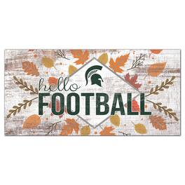 Fan Creations - Michigan State Spartans 6'' x 12'' Hello Football Wall Art - White