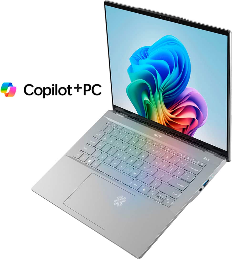 Copilot+PC is a product that combines a laptop with a PC. The laptop is made by Acer and features a 14-inch screen. The product is designed to provide a more powerful computing experience by combining the portability of a laptop with the processing power of a desktop computer. This can be particularly useful for users who need to work on demanding tasks or run resource-intensive applications while on the go.