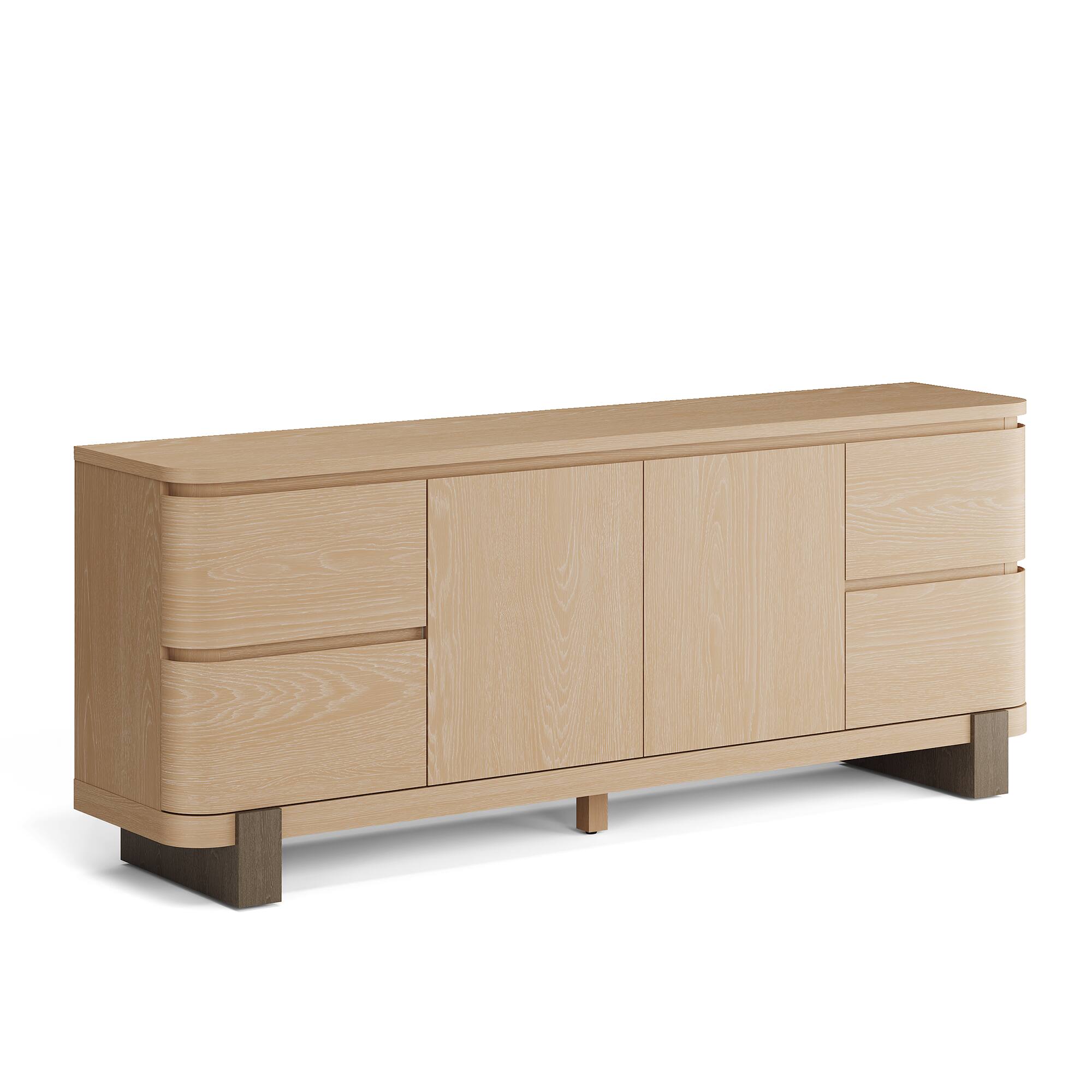 Alt View 7. ModernMate - Fits Up to 75" TVs Modern Entertainment Center with 4 Drawers and 2 Doors TV Stand - Natural Oak.