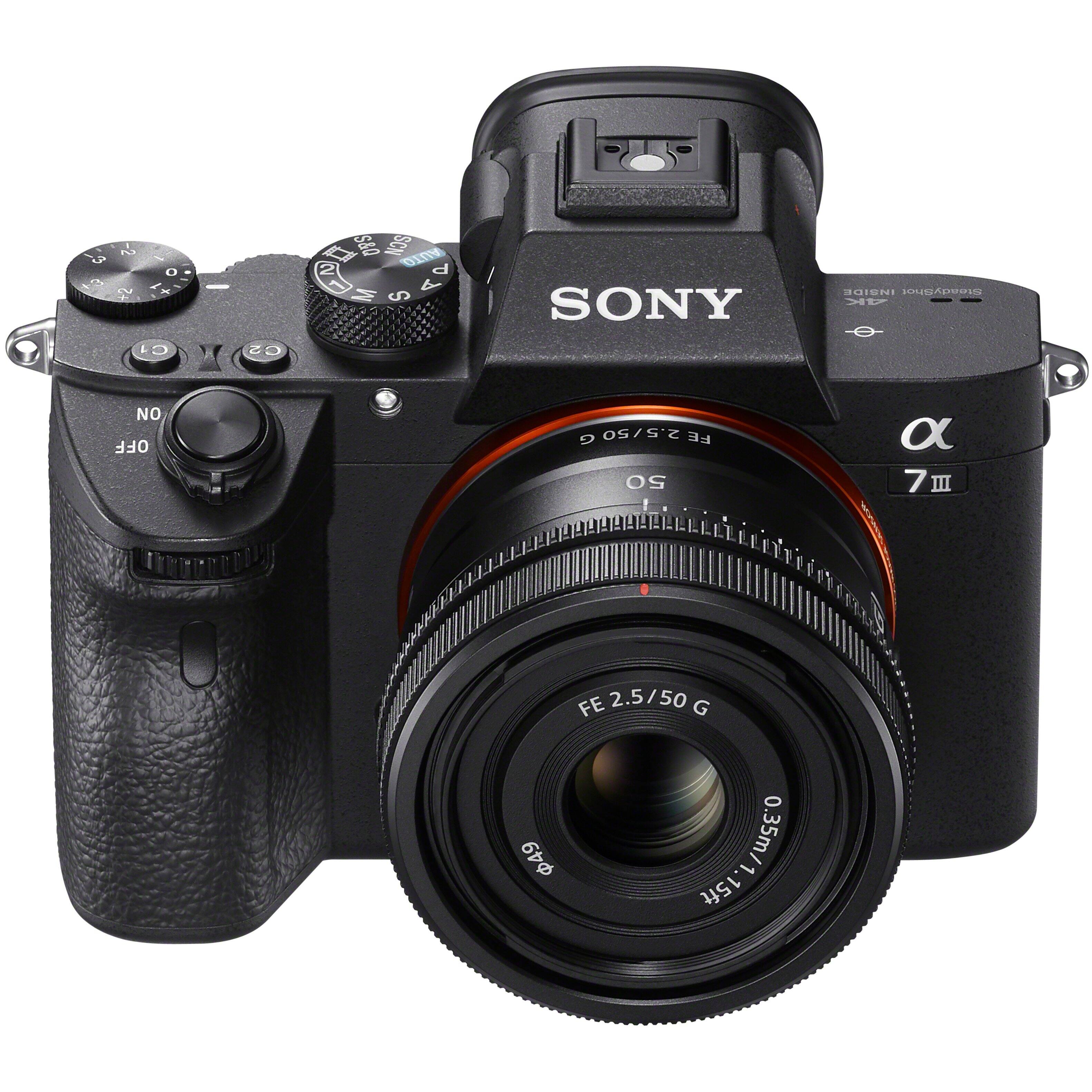 SONY  
α7 III  
FE 2.5/50 G  
0.35m/11.5ft  
50  
FE 2.5/50 G  
0.35m/11.5ft  
7m  
OFF  
NO  
SONY  
DESIGNED IN JAPAN  
MADE IN CHINA  
FE 2.5/50 G  
0.35m/11.5ft  
50  
FE 2.5/50 G  
0.35m/11.5ft  
7m  
OFF  
NO  
SONY  
DESIGNED IN JAPAN  
MADE IN CHINA