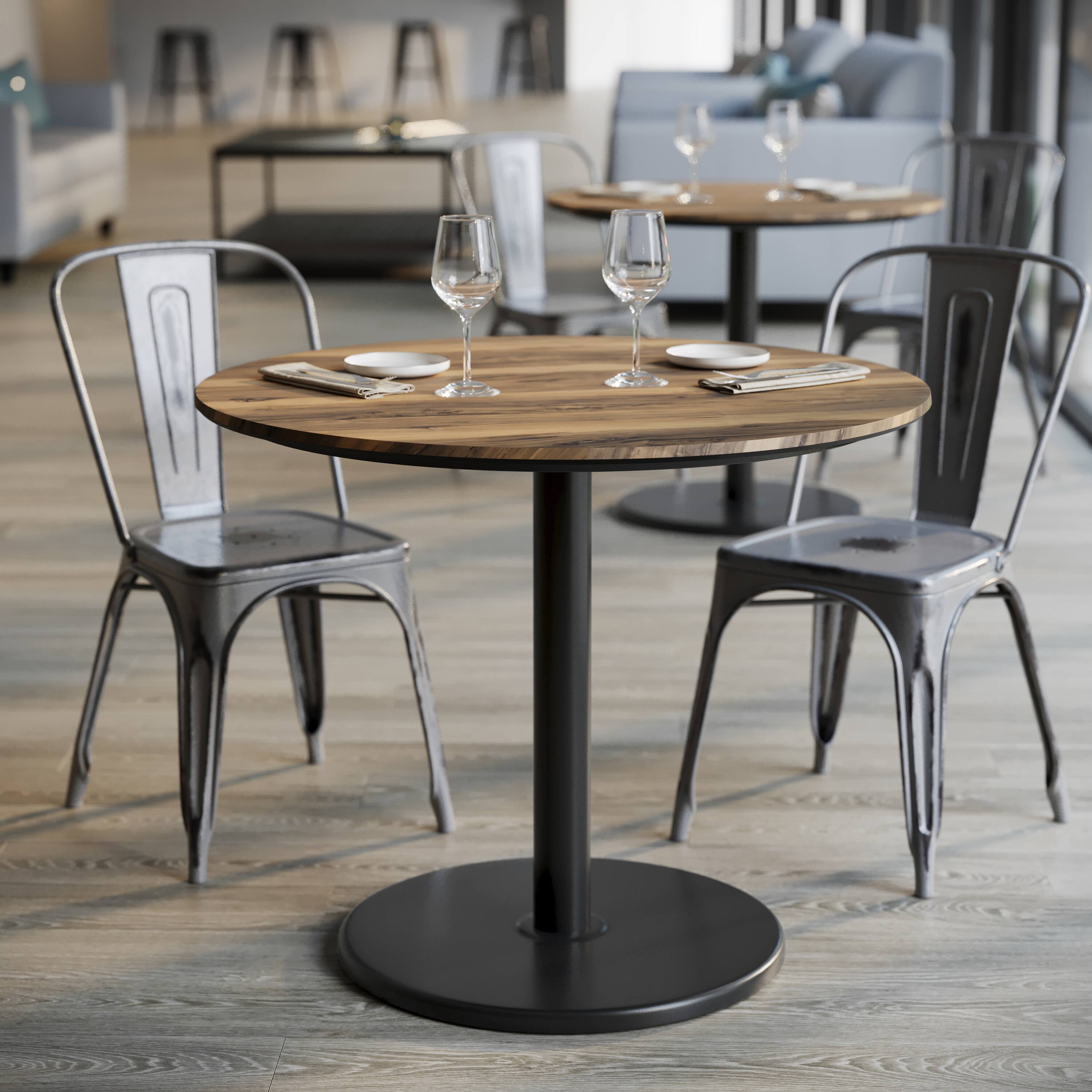 Alt View 4. Emma + Oliver - PureShield Tabletop with Seam-Free Surface Innovation and Table Height Round Base - Natural/Black Base.