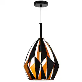 CWI Lighting - Oxide 1 Light Down Pendant With Black+Copper Finish - Black & Copper