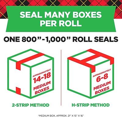 SEAL MANY BOXES PER ROLL

ONE 800"–1,000" ROLL SEALS

2-STRIP METHOD
APPROXIMATELY 14-18 MEDIUM BOXES

H-STRIP METHOD
APPROXIMATELY 6-8 MEDIUM BOXES

*MEDIUM BOX, APPROX. 21" x 15" x 16"