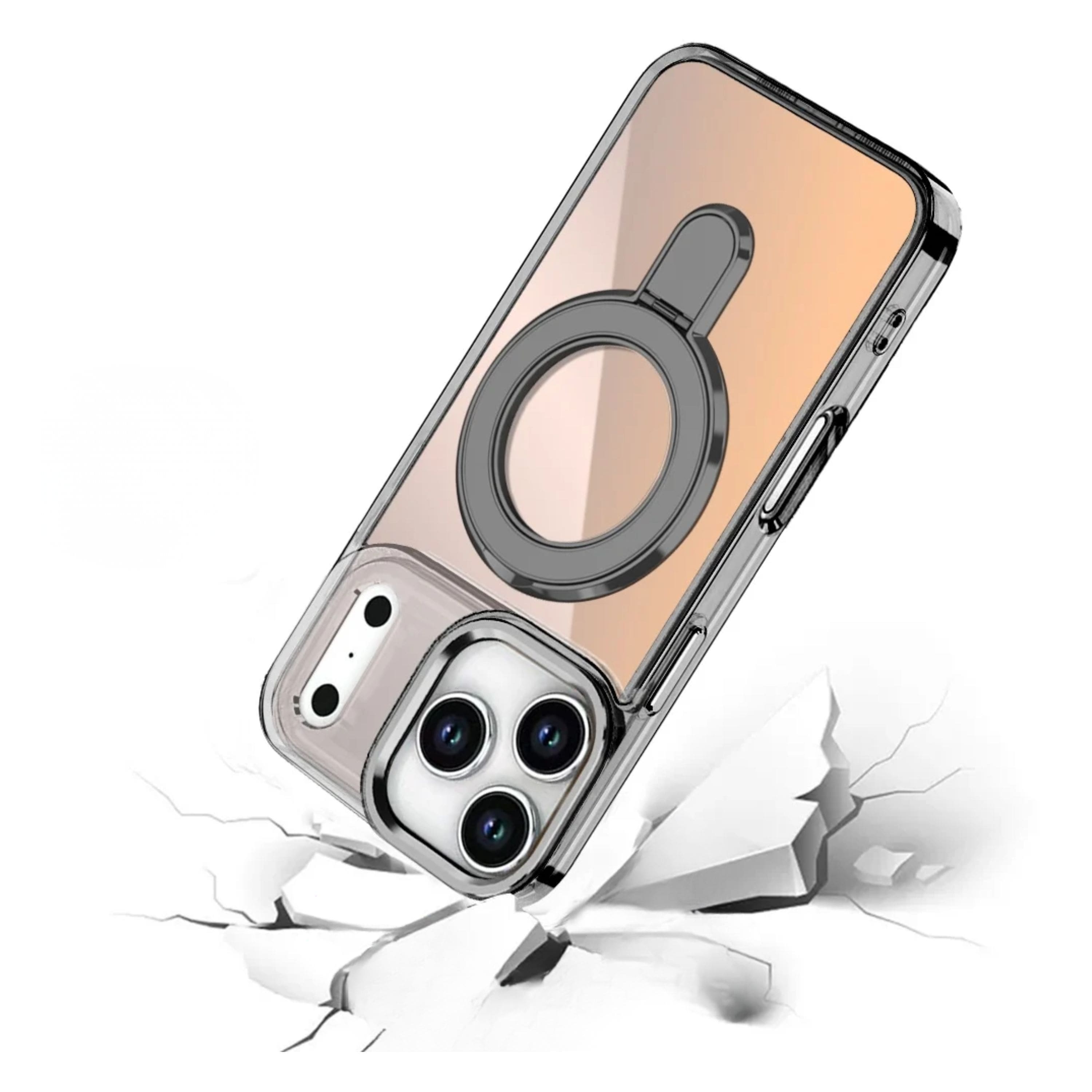 Kitcheniva - Radiant Chrome Magnetic Circle Stand Phone Case With Tempered Glass For iPhone 17 Pro Max - Black price history on PriceWatchPro
