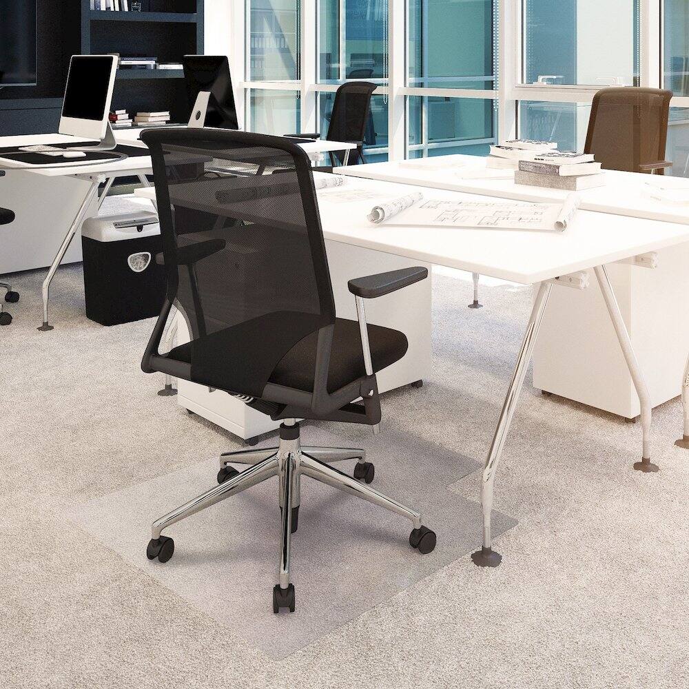 Angle. Floortex - Vinyl Lipped Chair Mat for Carpets up to 3/8" - 36" x 48" - Clear.