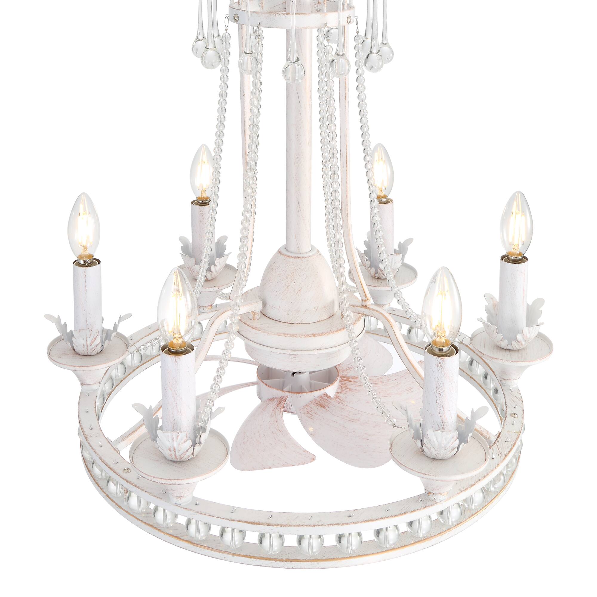 y❤︎ Breezary 22 Inch Crystal Light Bulb Ceiling Fan, 7 ABS Blades, DC